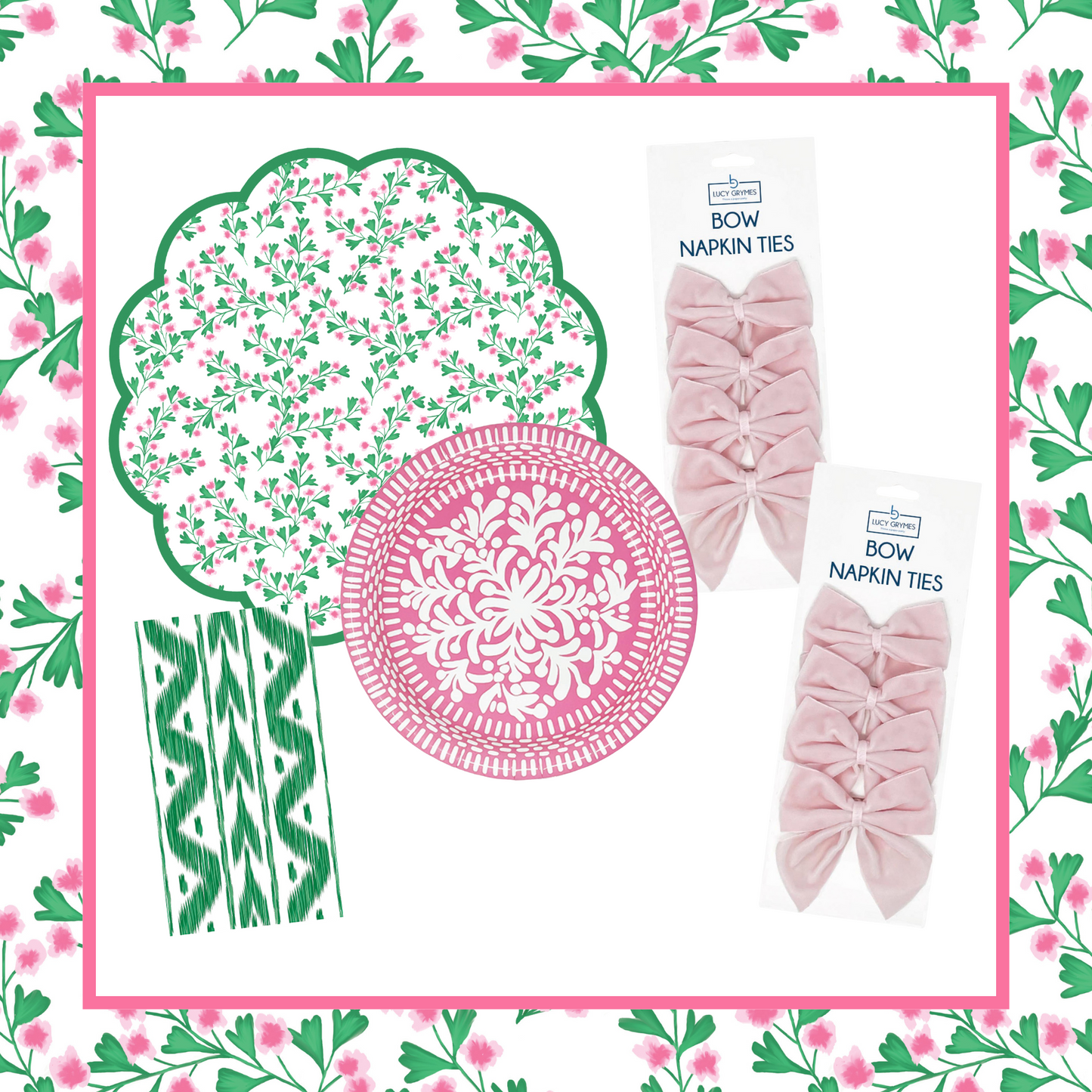 Cherry Blossom Table Bundle (Placemats + Plates + Bows + Napkins)