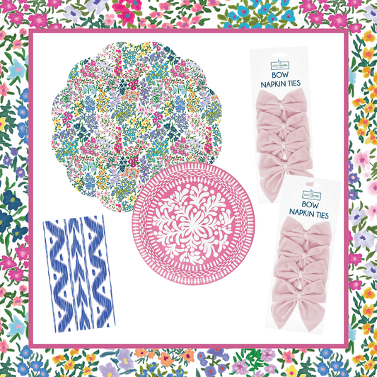 Spring Blooms Table Bundle (Placemats + Plates + Bows + Napkins)