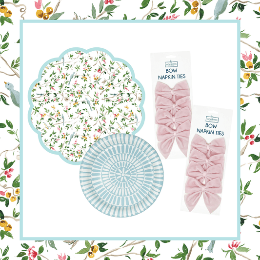 Lila ChinoiserieTable Bundle (Placemats + Plates + Bows)