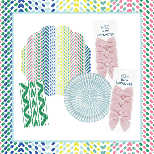 Chevron Dots Table Bundle (Placemats + Plates + Bows + Napkins)