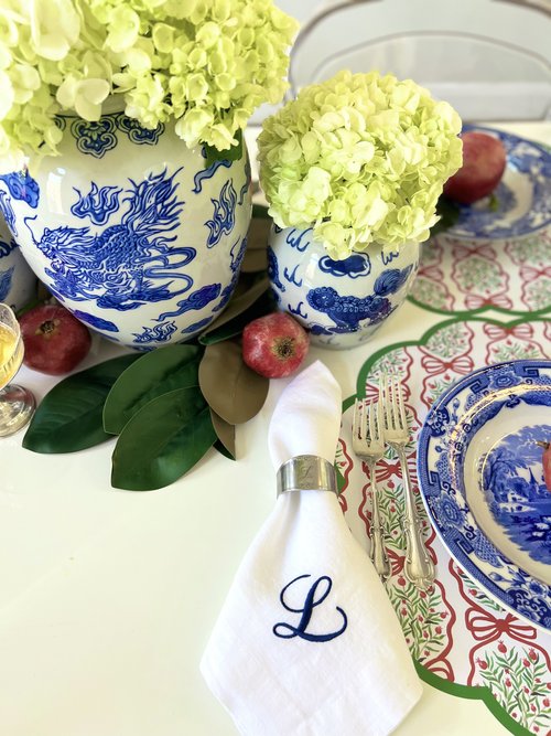 Christmas Tablescape with Pomegranate Paper Placemats 