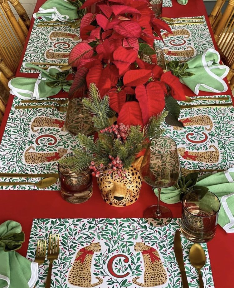 Christmas Animal Plant Print Tablecloth Decor
