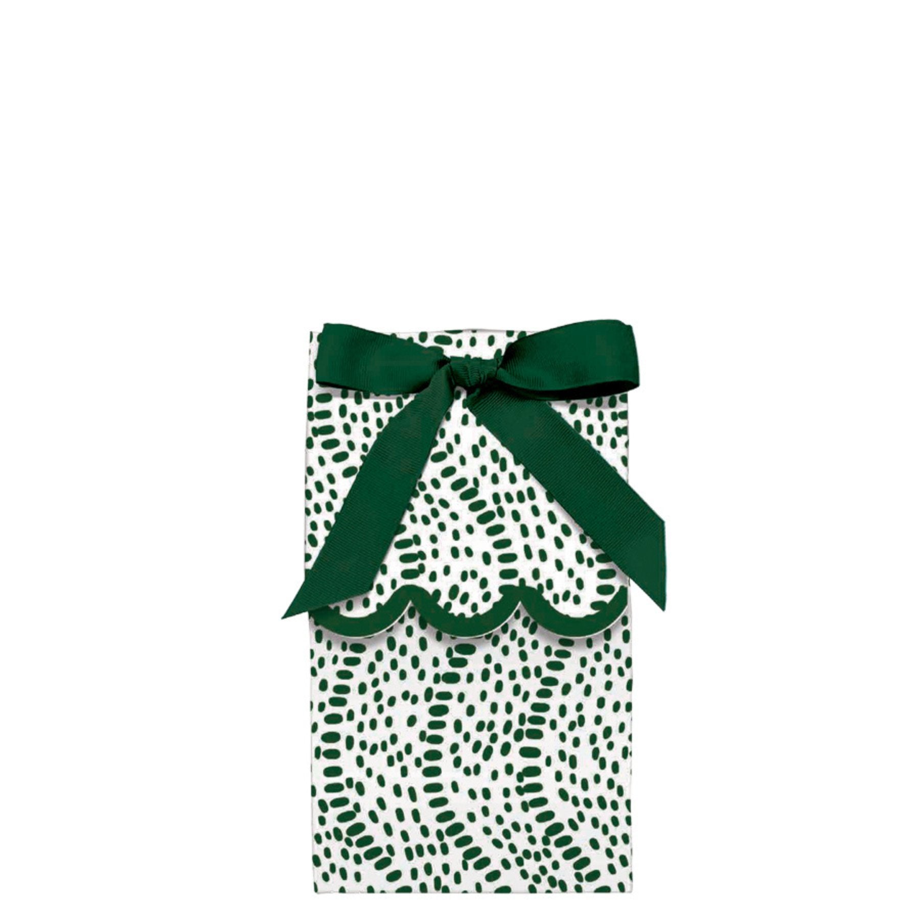 Green dot wine and gift bag kit tied as a small gift wrap