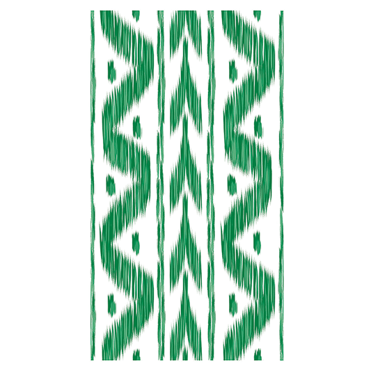 Green Ikat Linen-feel Paper Dinner Napkins / Guest Towels