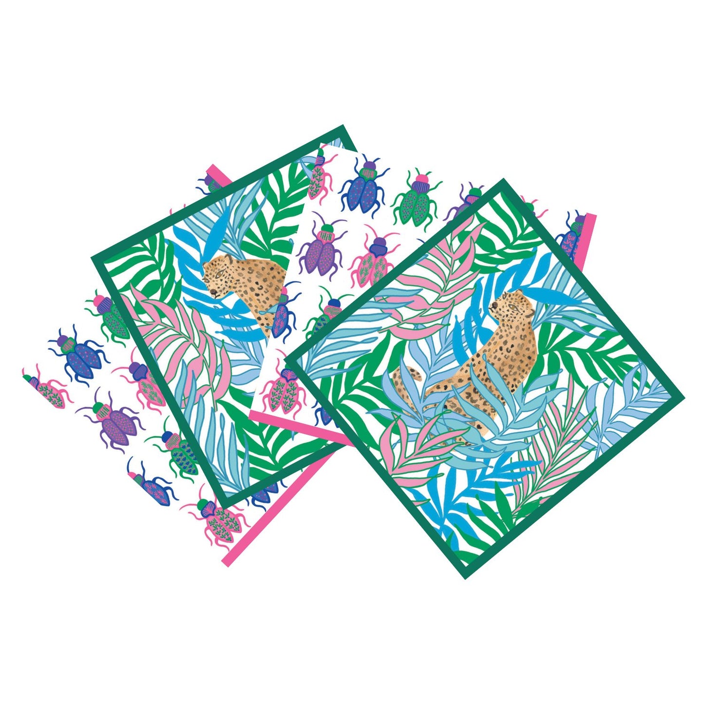 Bundle of cocktail napkins featuring our leopard and bug prints