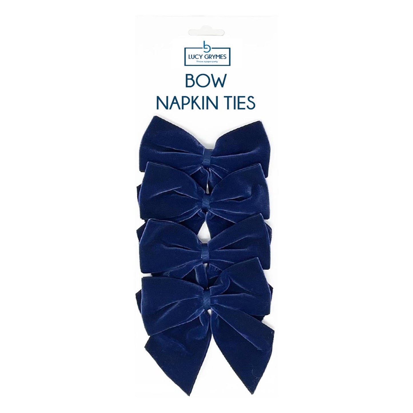 Set of velvet navy blue bow napkin ties