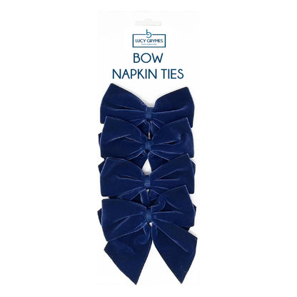 Set of velvet navy blue bow napkin ties