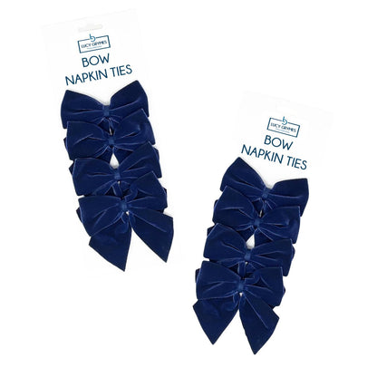 Two sets of velvet navy blue bow napkin ties