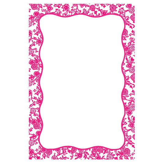 Pink and white chinoiserie Notepad 4.25" x 6.25"