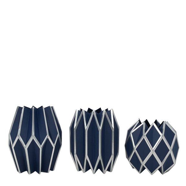 Navy and Silver Paper Vase Wraps